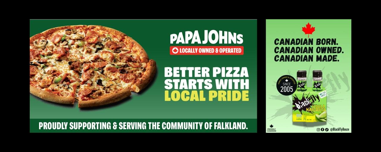 Papa Johns Falkland and Black Fly Beverages